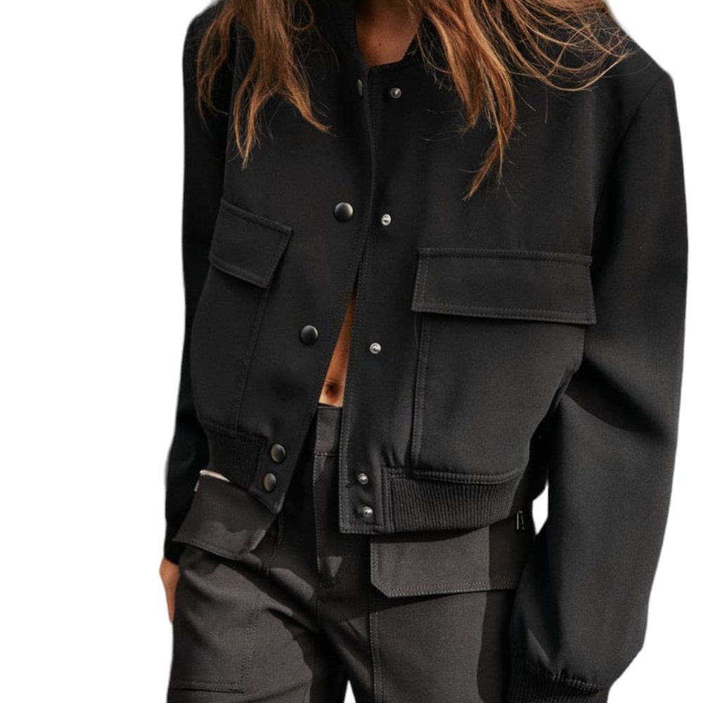 NWT Zara Maxi Pocket Bomber Jacket Small.
